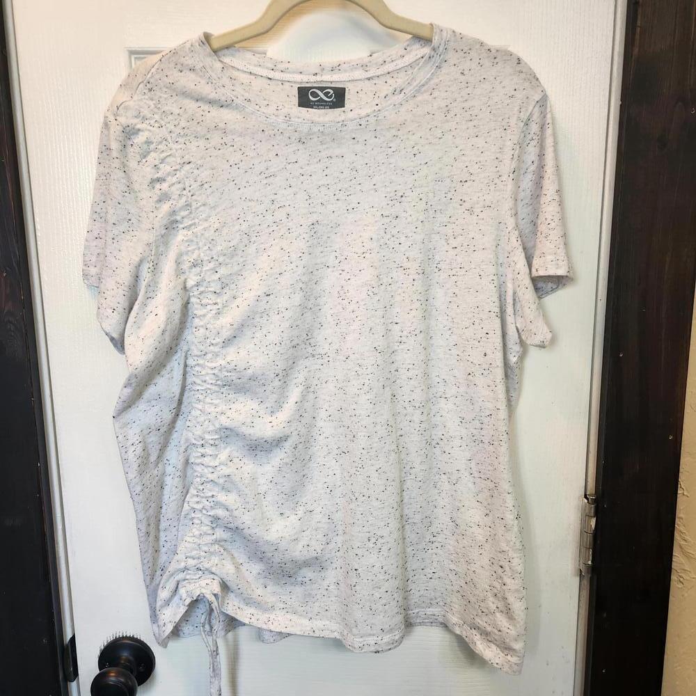 Be Boundless XXL/2XG Women's Casual Top Speckled White with Drawstring Detail